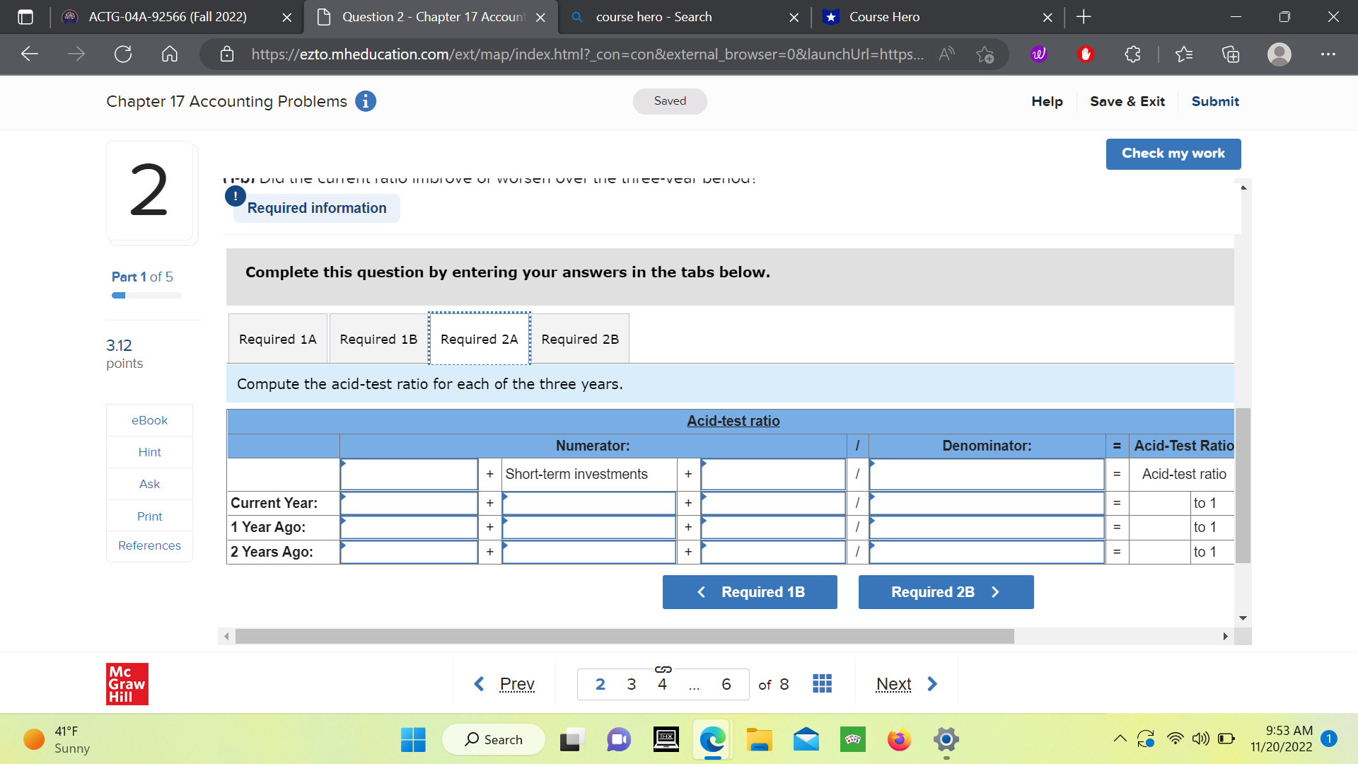 Exit Submit Check my work 2 O Required information (1-a) Compute the