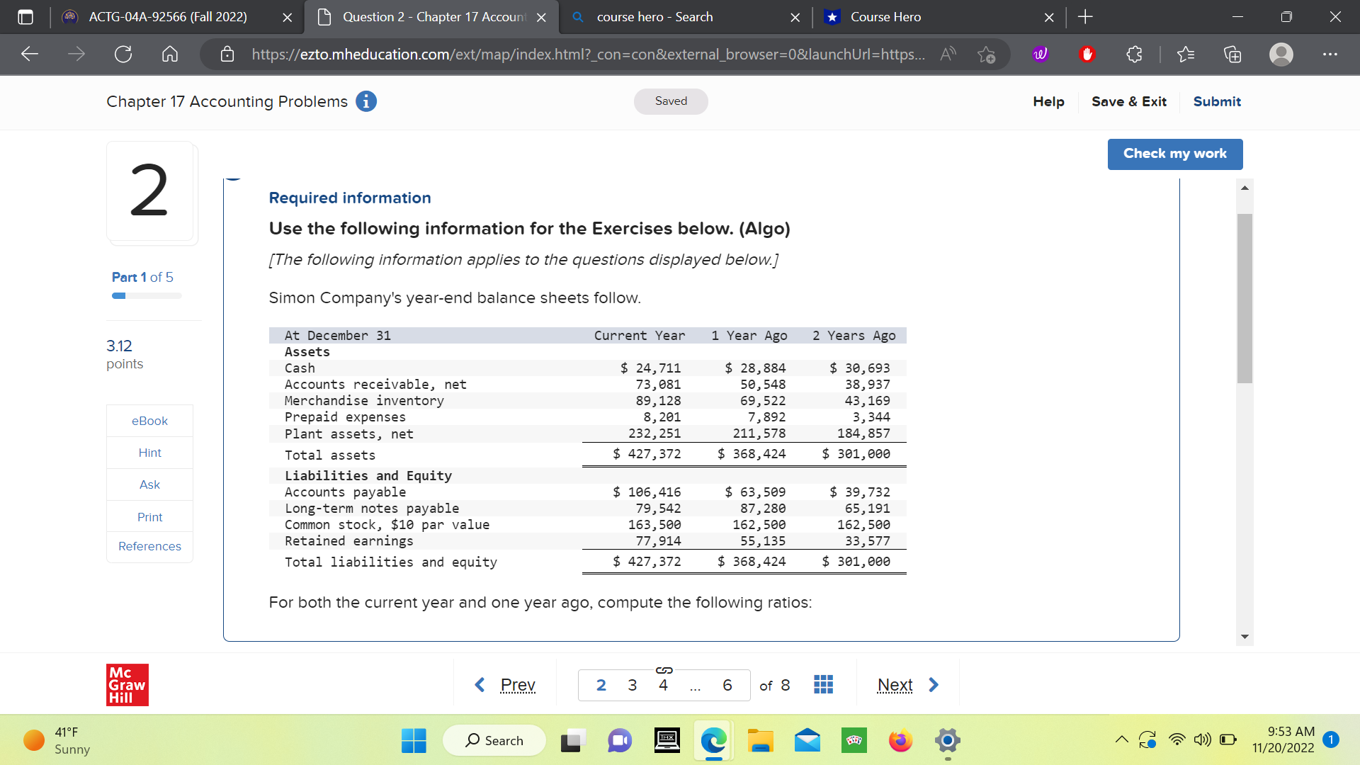 References Numerator: 1 Denominator: = Current Ratio = Current ratio Current Year:
