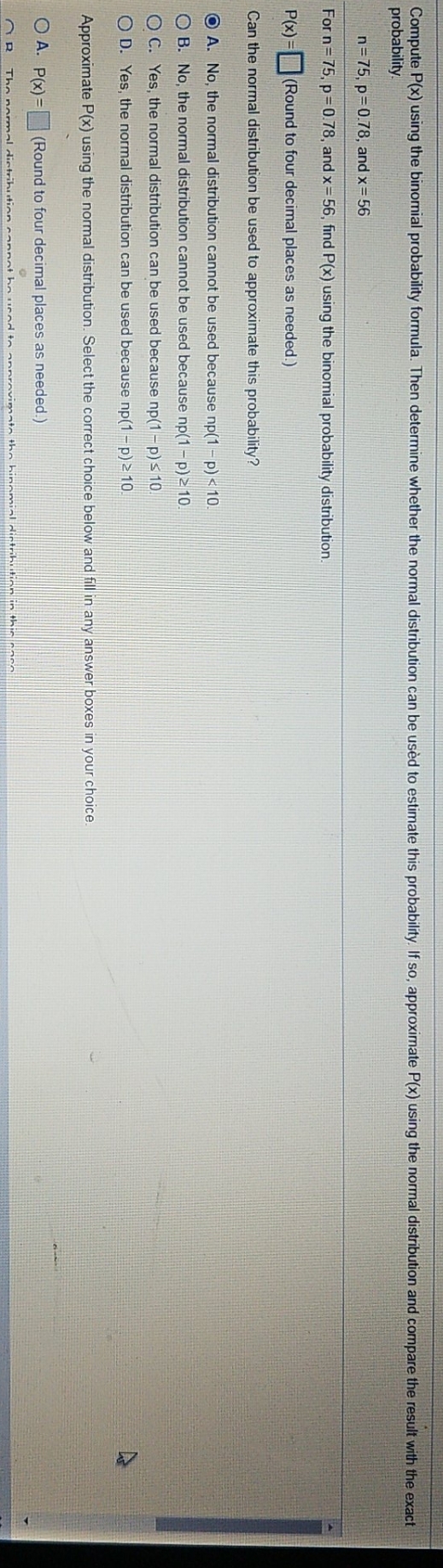 Help solving using Excel please. Compute P(x) using the binomial probability formula.