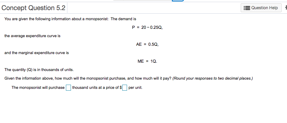 PLEASE HELP WITH THIS Concept Question 5.2 Question Help You are given