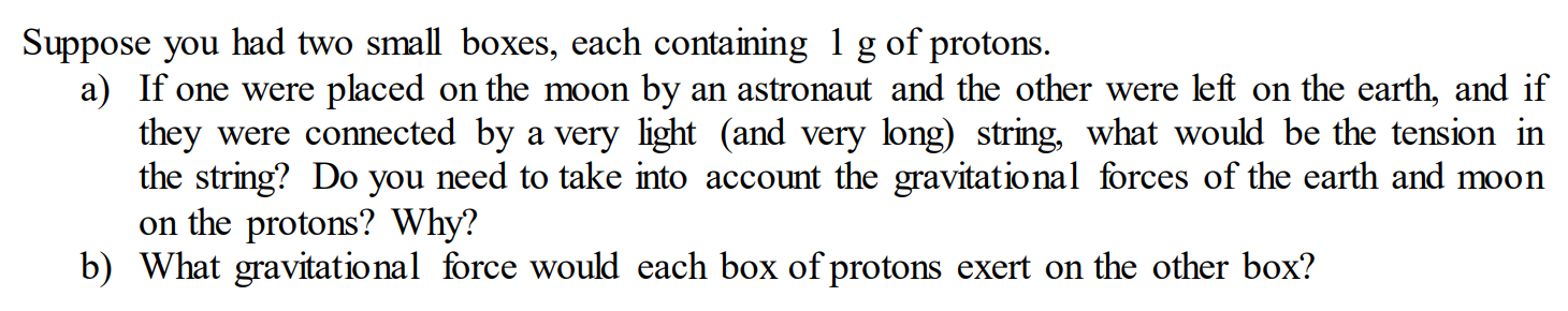 protons. a) If one were placed on the moon by an astronaut
