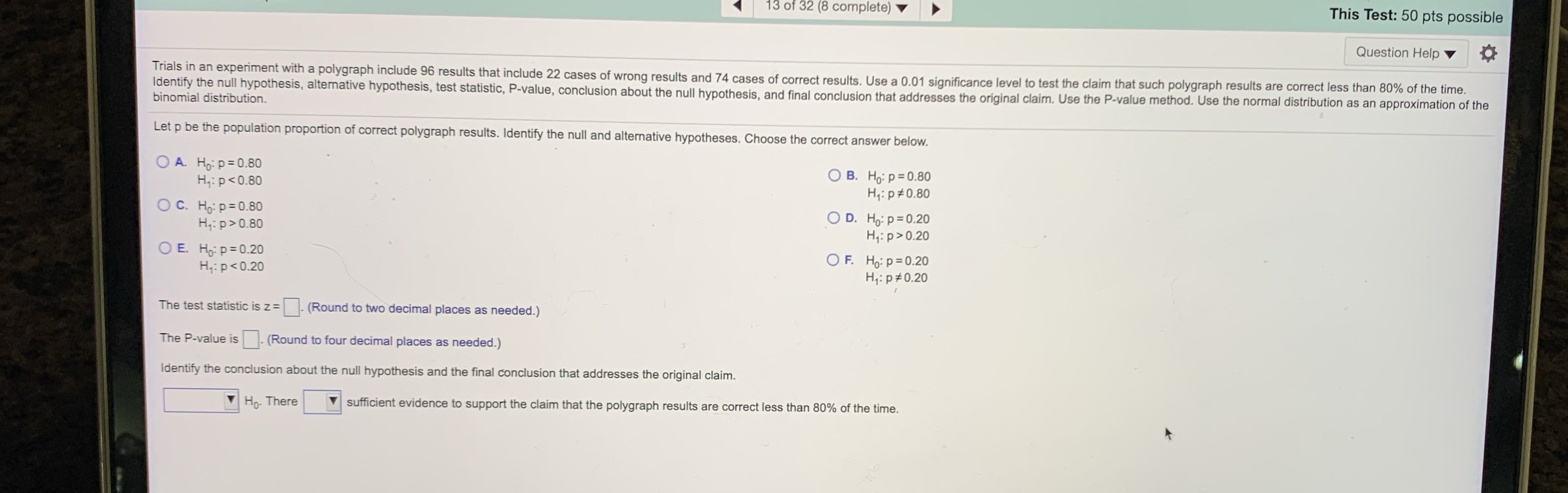 Trials in an experiment with a polygraph include 96 results that include