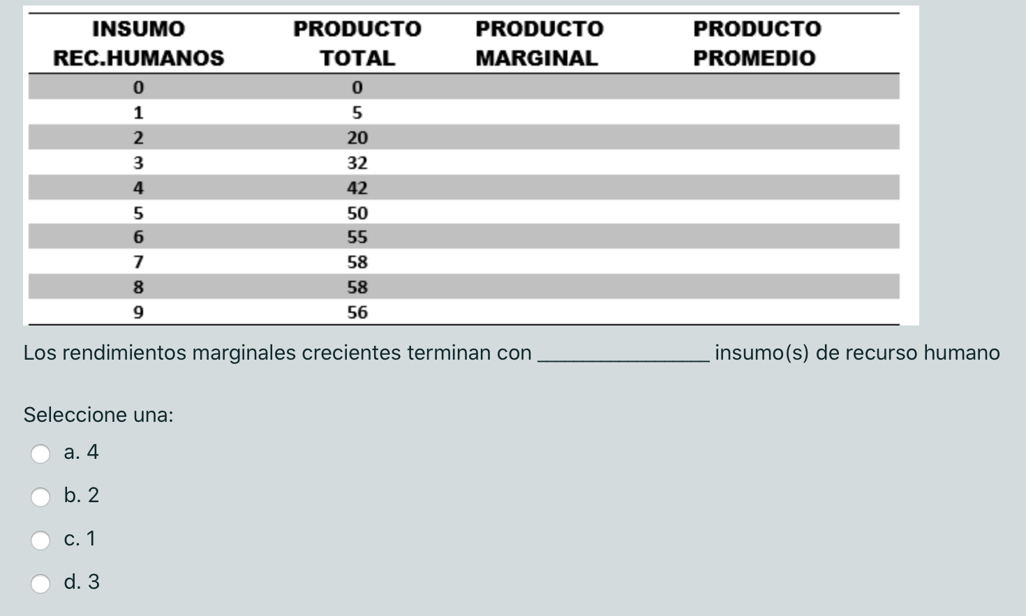 INSUMO REC.HUMANOS 1 2 3 4 5 6 7 8 9 PRODUCTO