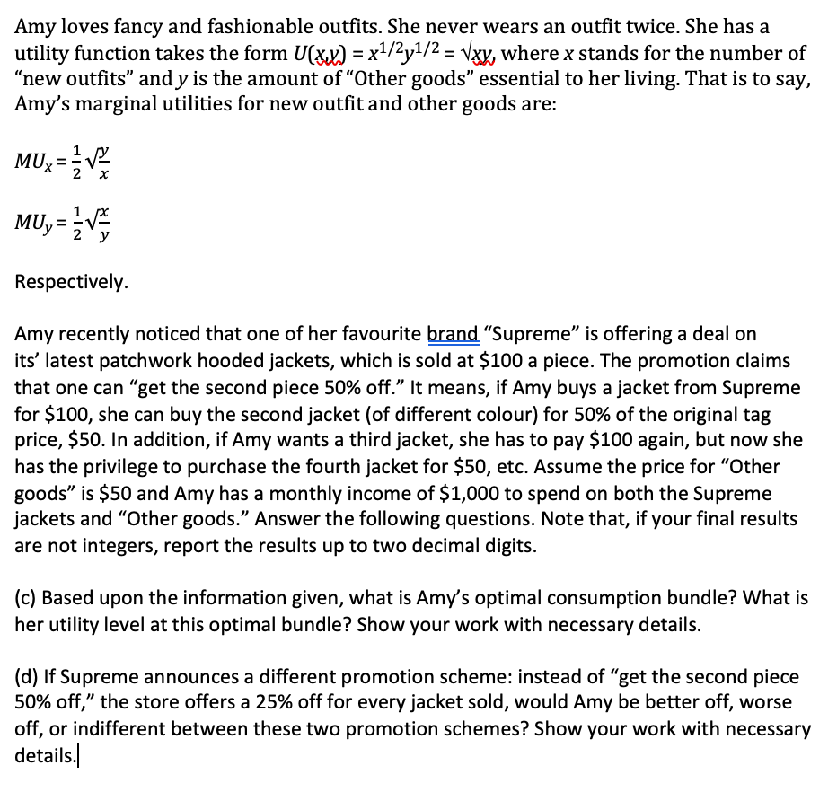 Could not format equations properly, Refer to screenshot :) Amy loves fancy