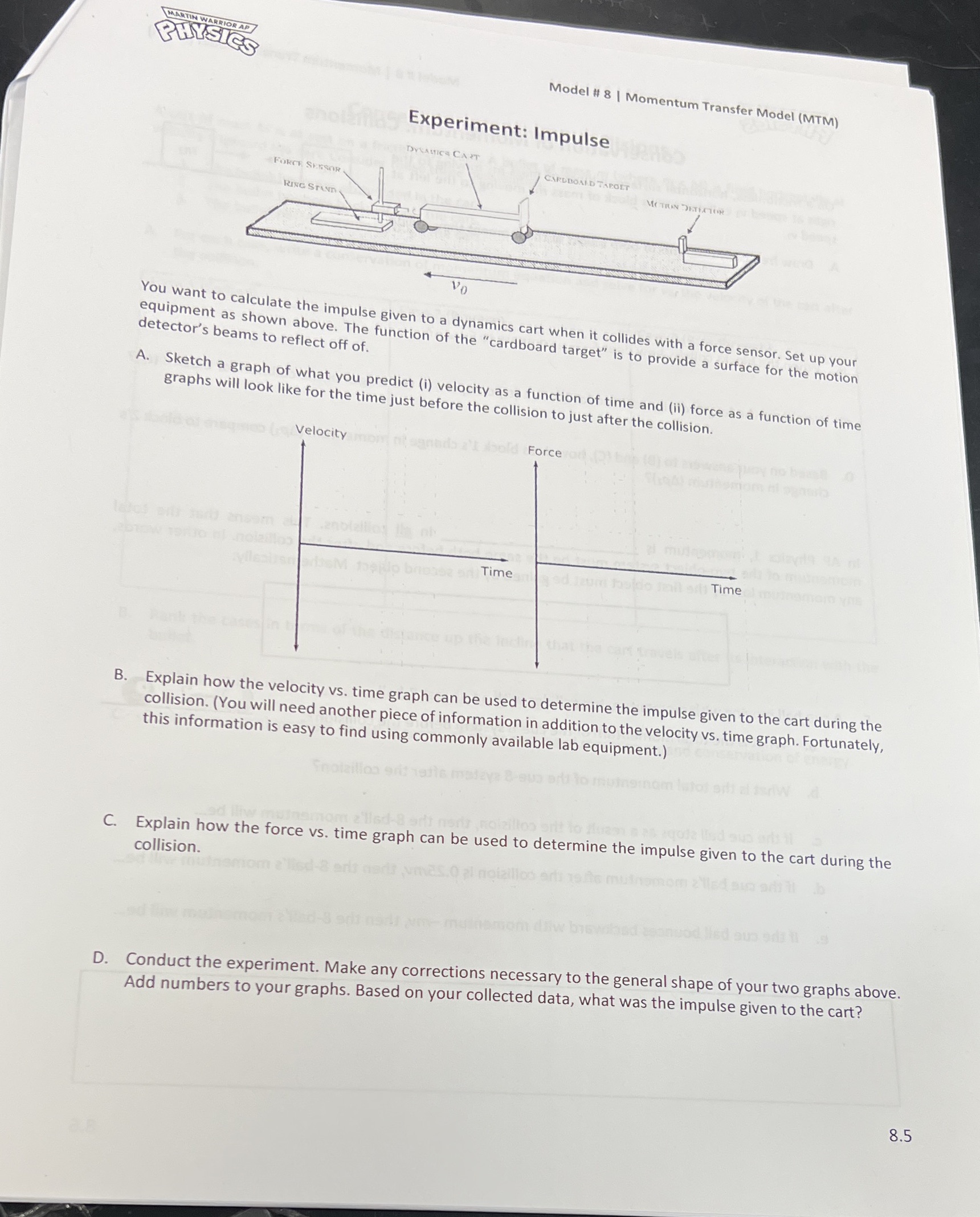 MARTIN WARRIOR AP PHYSICS Model # 8 | Momentum Transfer Model