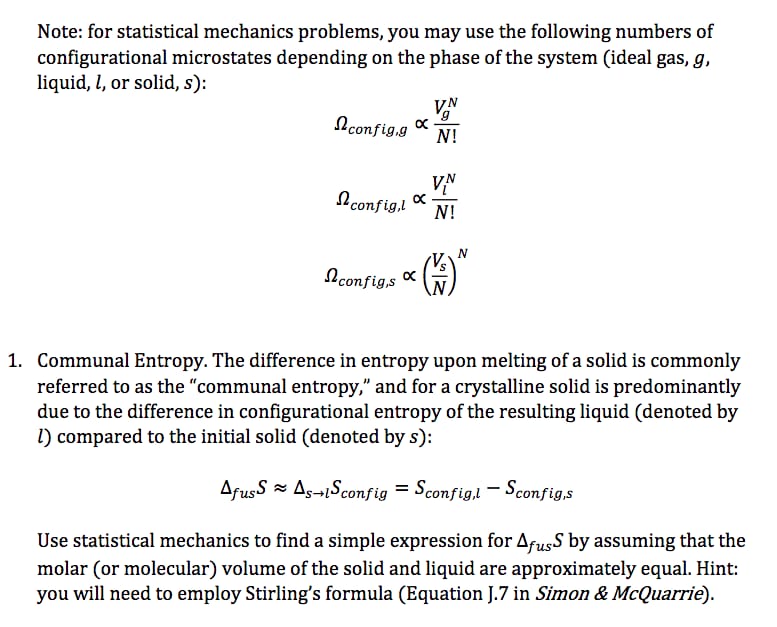following numbers of congurations] microstates depending on the phase of the system