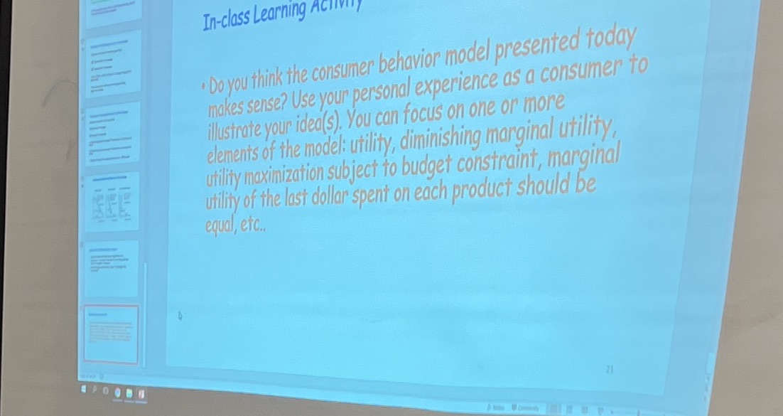 In-class Learning Activity . Do you think the consumer behavior model