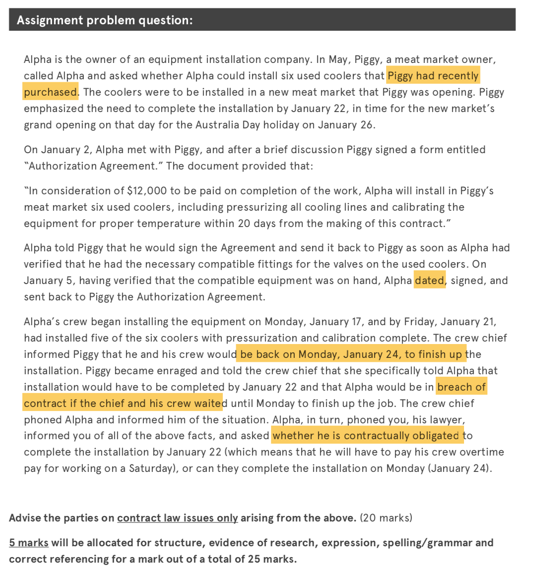 have identified the issues of: ambiguous term, Parol Evidence Rule, Signature rule