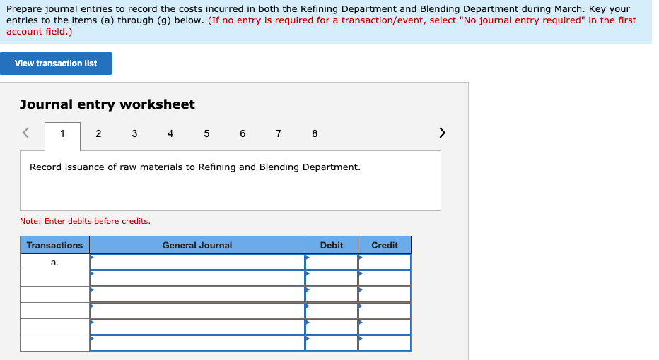 during March. Key your entries to the items (a) through (g) below.