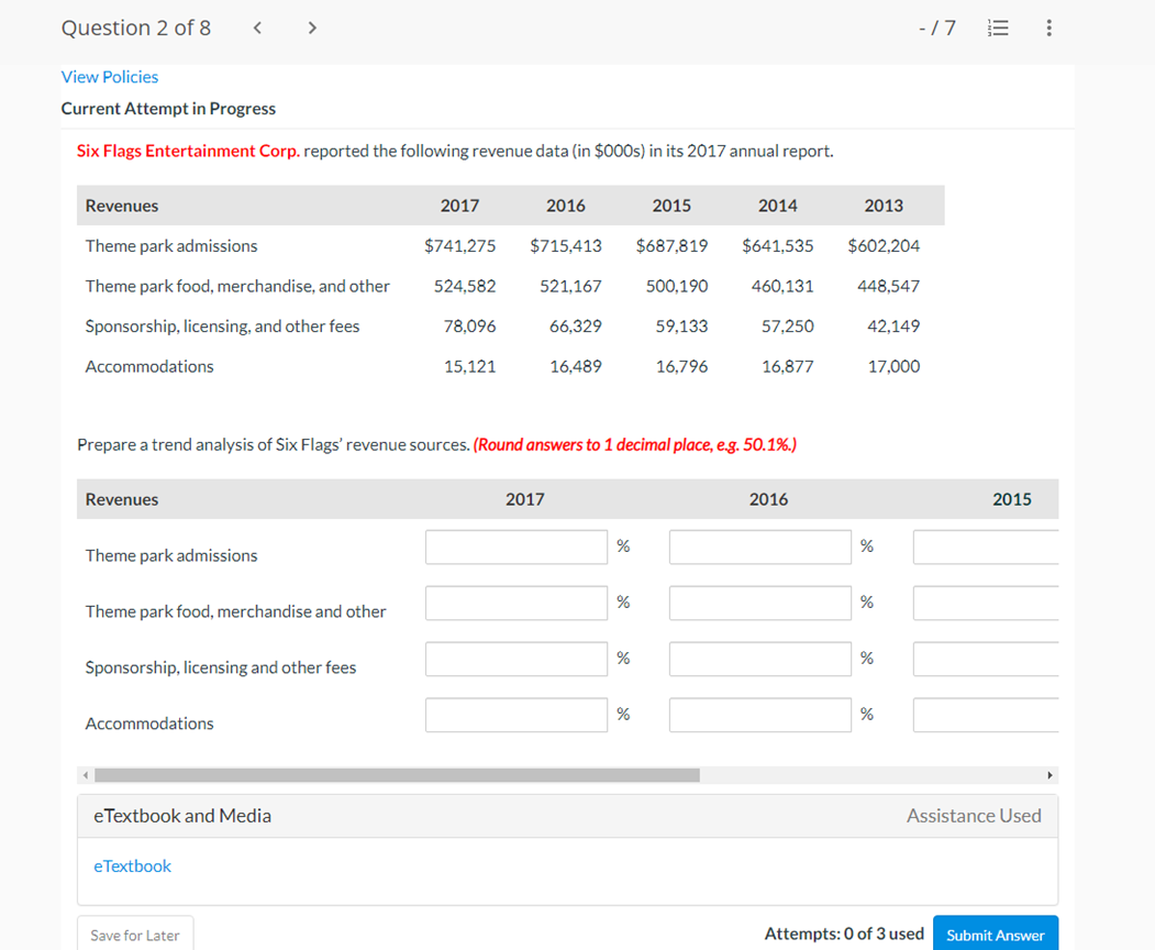  Question 2 of8 / 7 :E - View Policies Current Attempt