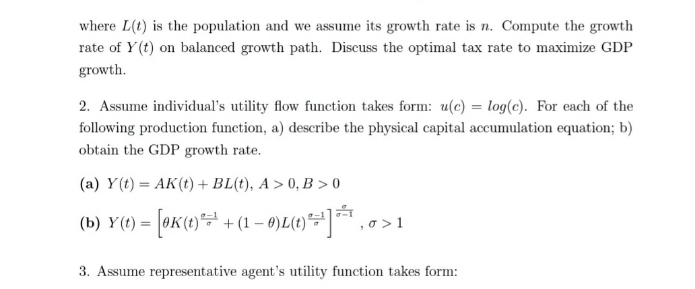 sol the please question 2 where L(t) is the population and we