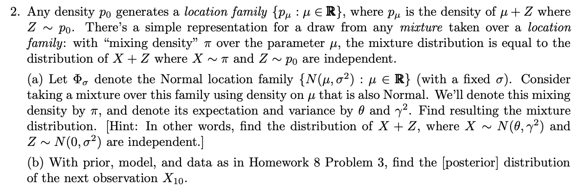 Please provide detail solution, thanks 2. Any density p0 generates a location