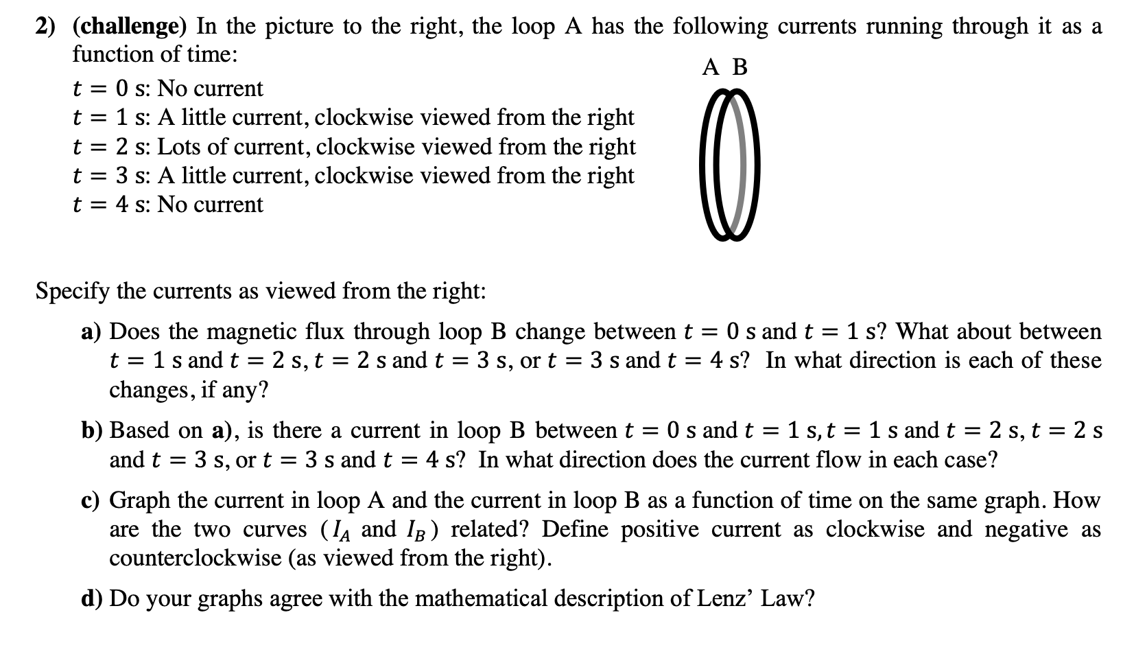 has the following currents running through it as a function of time: