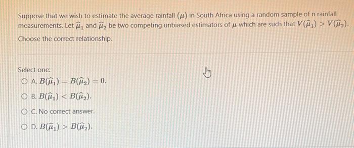 in South Africa using a random sample of n rainfall measurements. Let