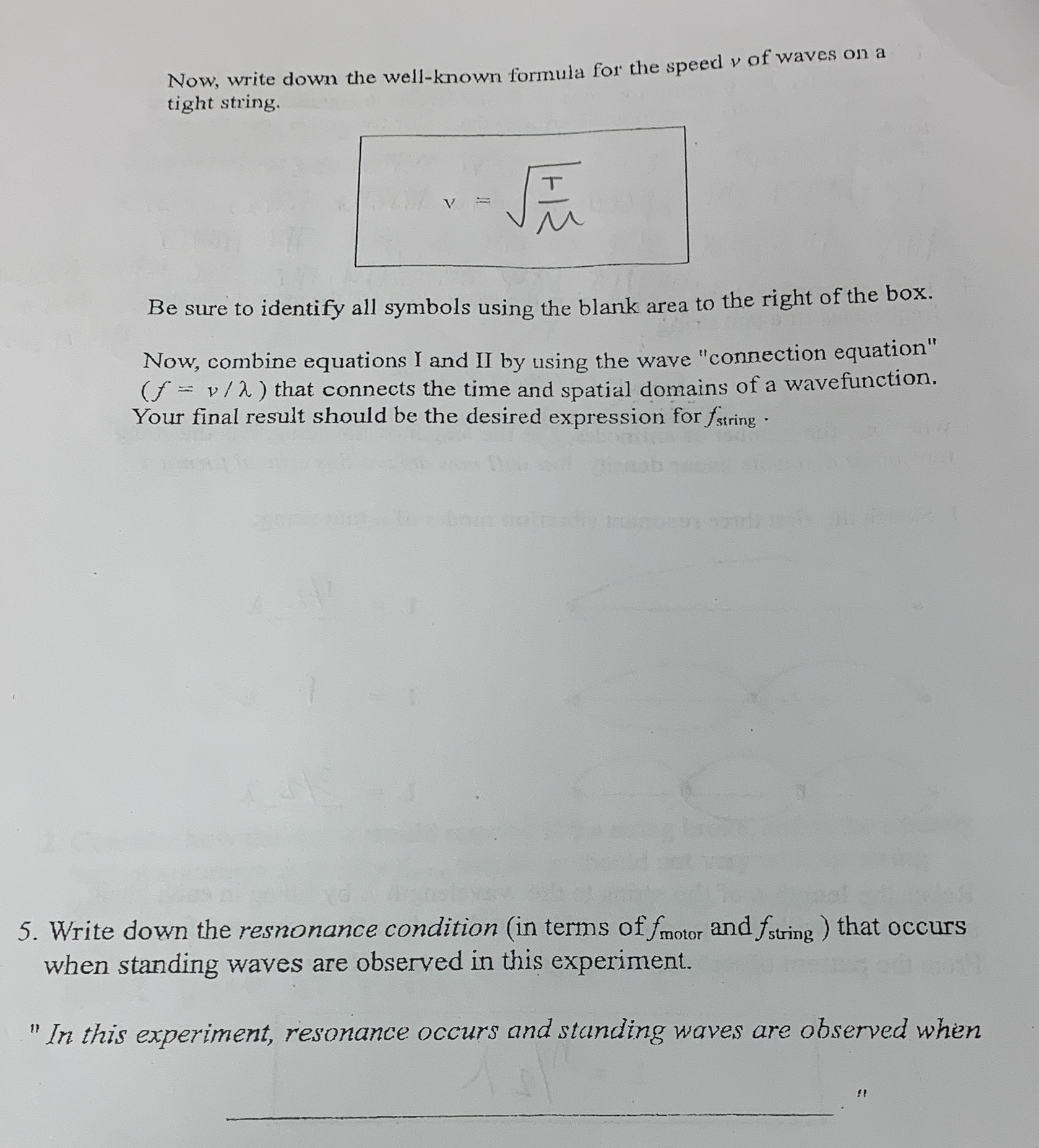 Now, write down the well-known formula for the speed v of