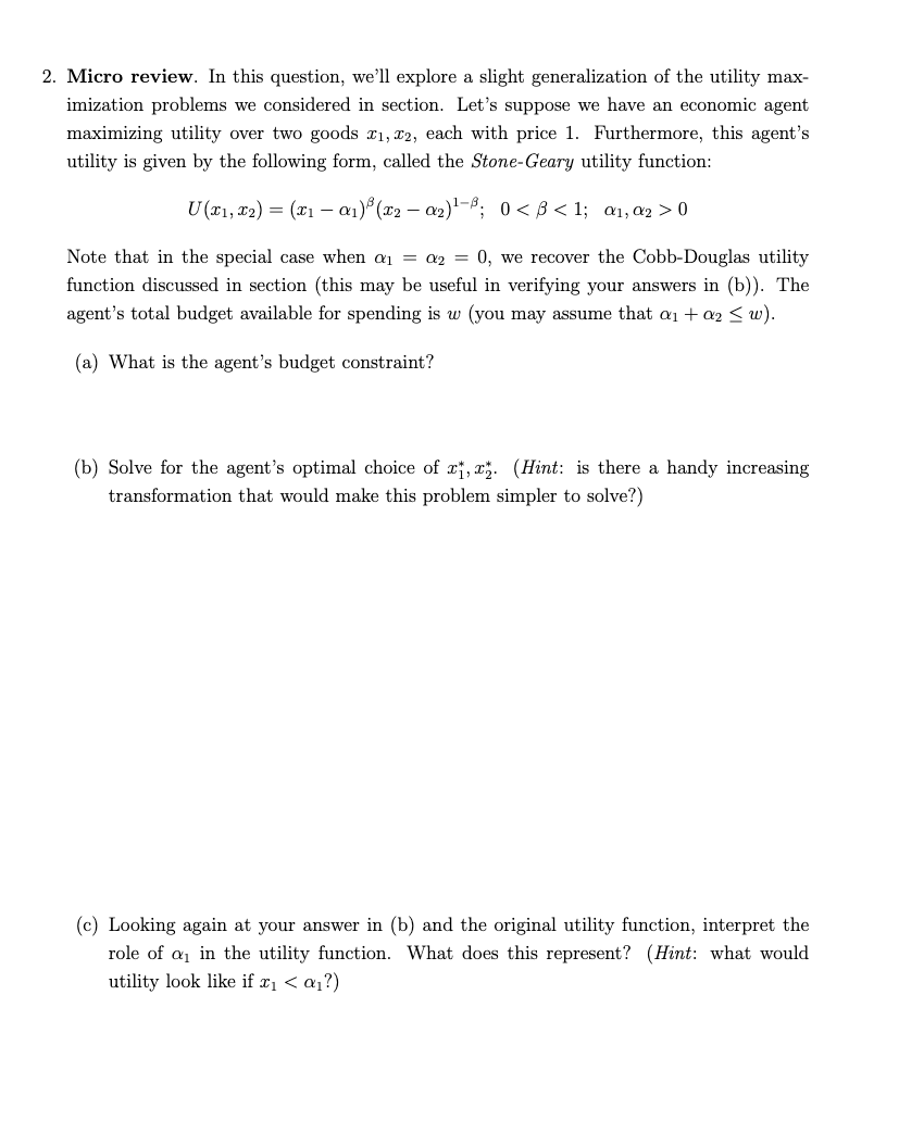 Please help with this question ASAP 2. Micro review. In this question,