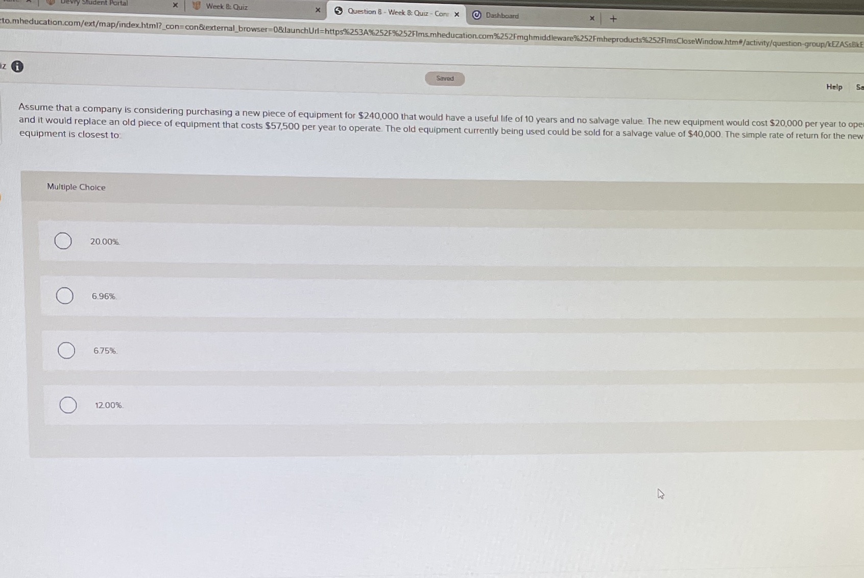 Question Week B: Quiz X 5 Question 8 - Week 8: Quiz