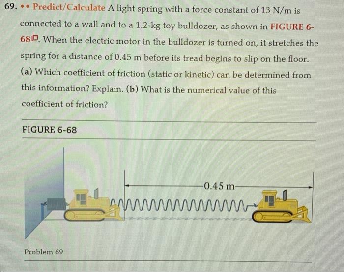 of 13 N/m is connected to a wall and to a 1.2-kg