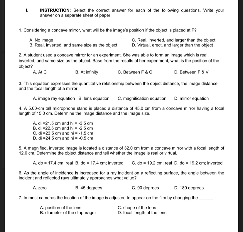 pls help me answer the following questions 1. INSTRUCTION: Select the correct