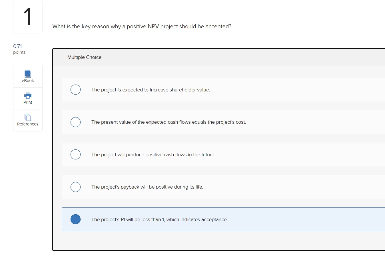 a required return of 14 percent? 0.71 points Multiple Choice eBook $415,107