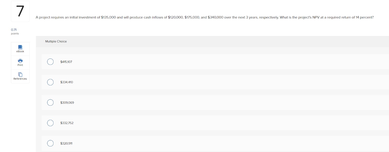 Print O n References O $334.410 O $309,069 O $332.752 O $320,9116