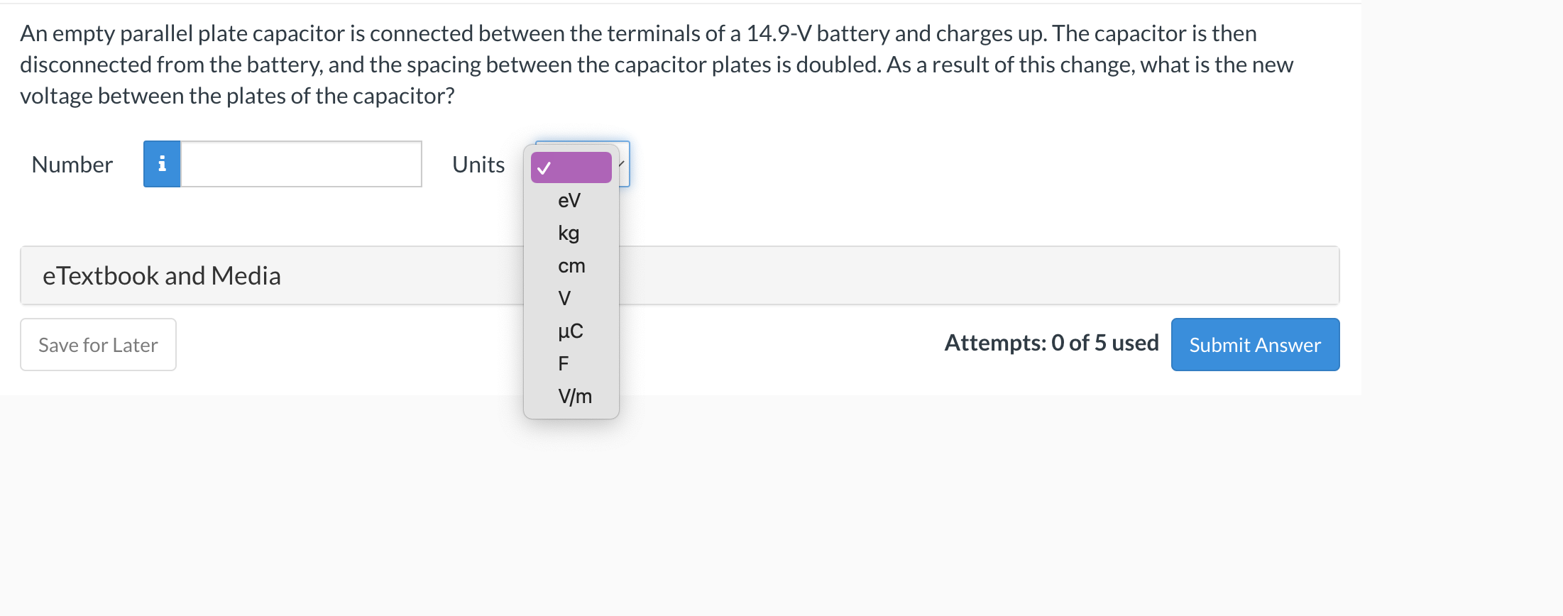  An empty parallel plate capacitor is connected between the terminals of