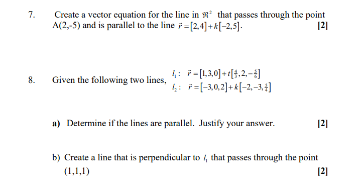 passes through the point A(2,-5) and is parallel to the line r