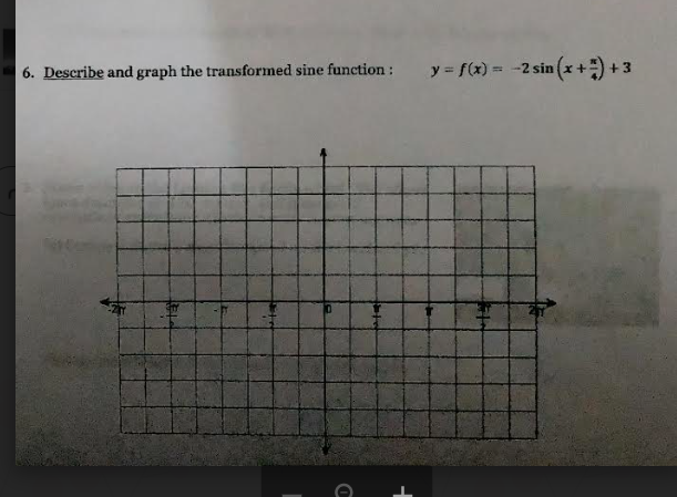 6. and graph the transformed sine function : = -2sin +3