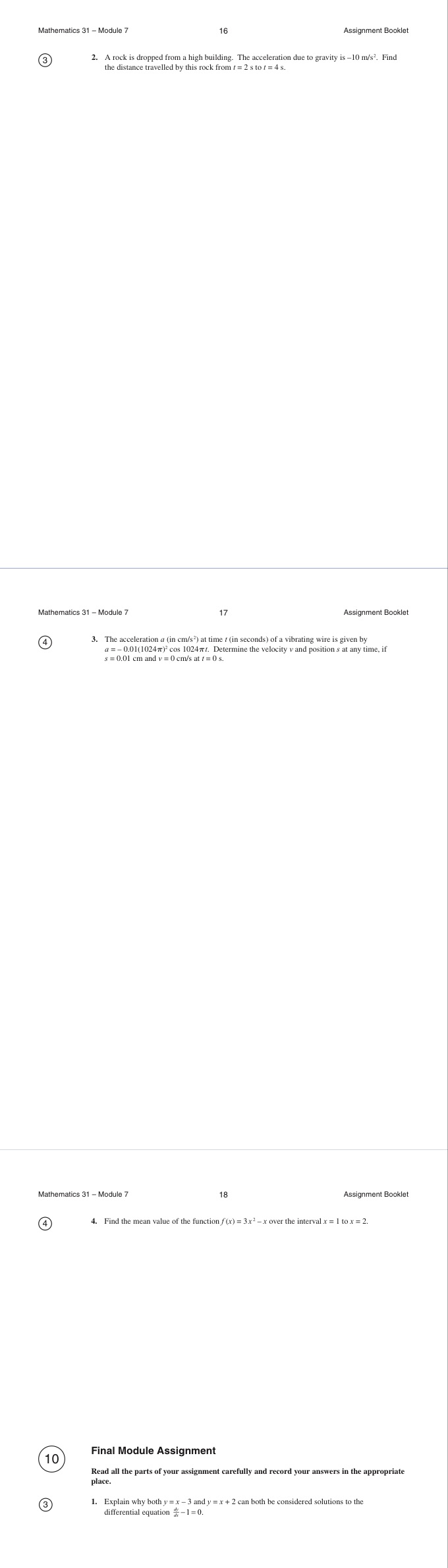 Module 7 part 4 Mathematics 31 - Module 7 16 Assignment Booklet