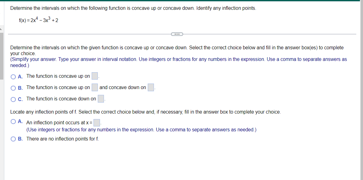  Determine the intervals on which the following function is concave up