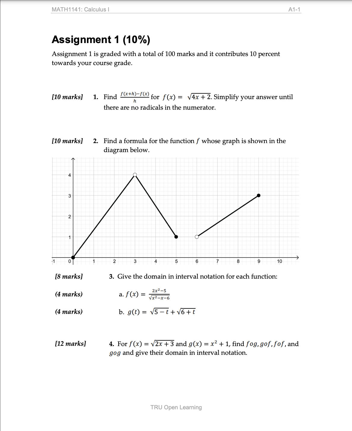 Assignment 1 (10%) Assignment 1 is graded with a total of