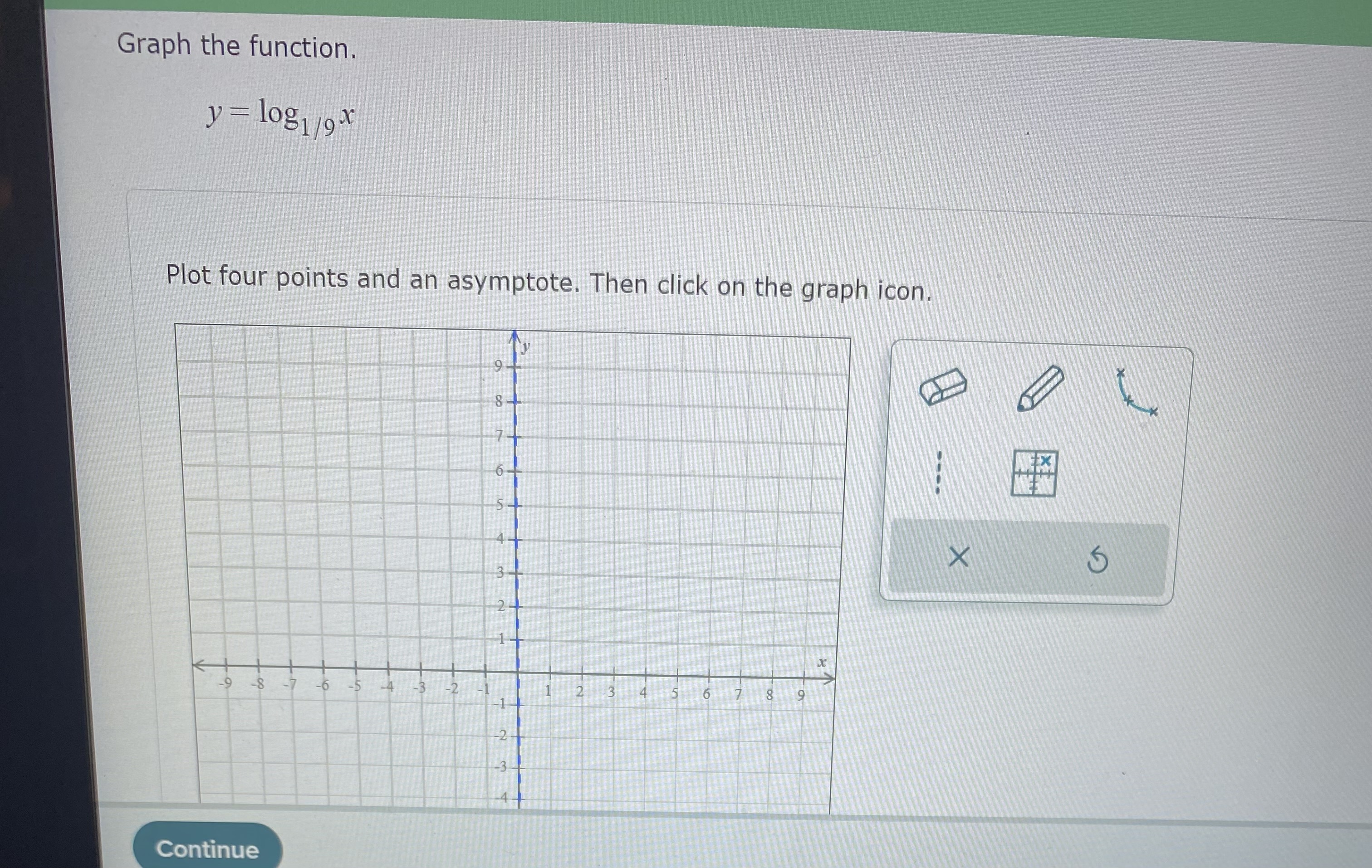 asymptote. Then click on the graph icon HT X - 8 -7