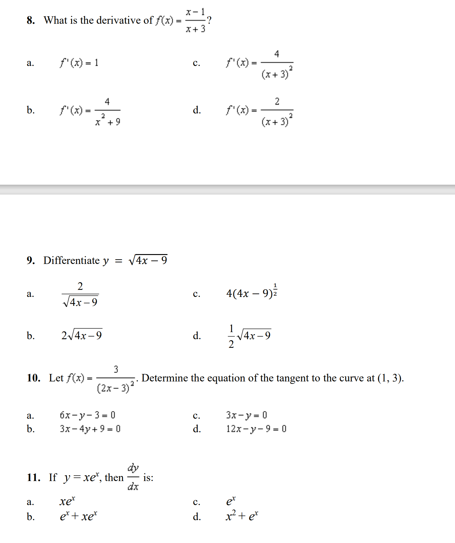 5 3. What is the slope of the tangent line to the