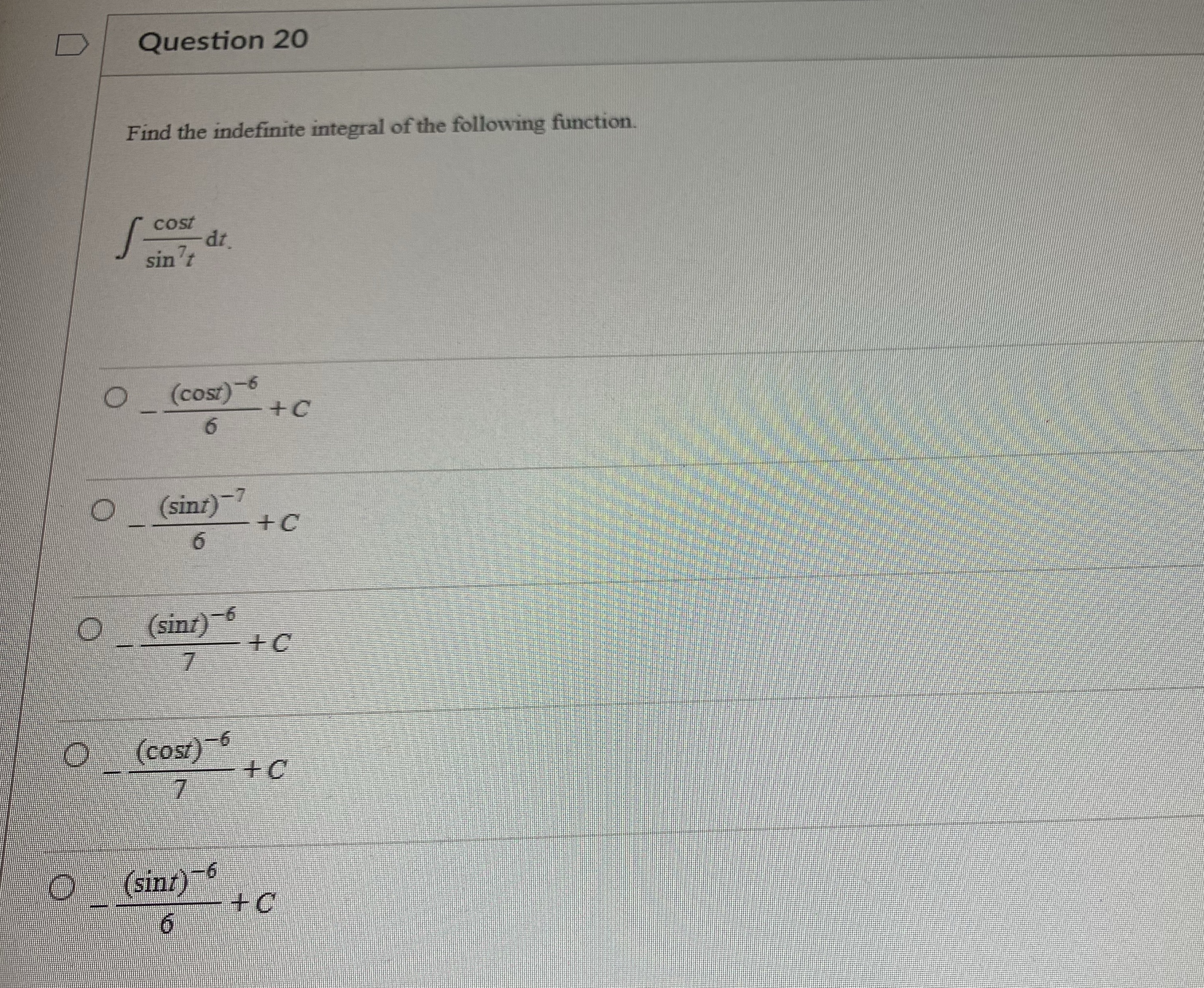 20. Which option is correct? Show work please D Question 20 Find