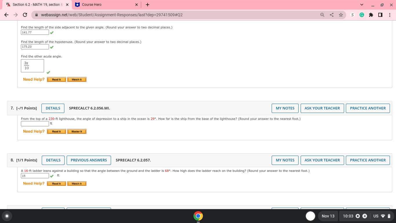 X + X > G webassign.net/web/Student/Assignment-Responses/last?dep=29741509#Q2 SGAO 2. [-/6 Points] DETAILS SPRECALC7