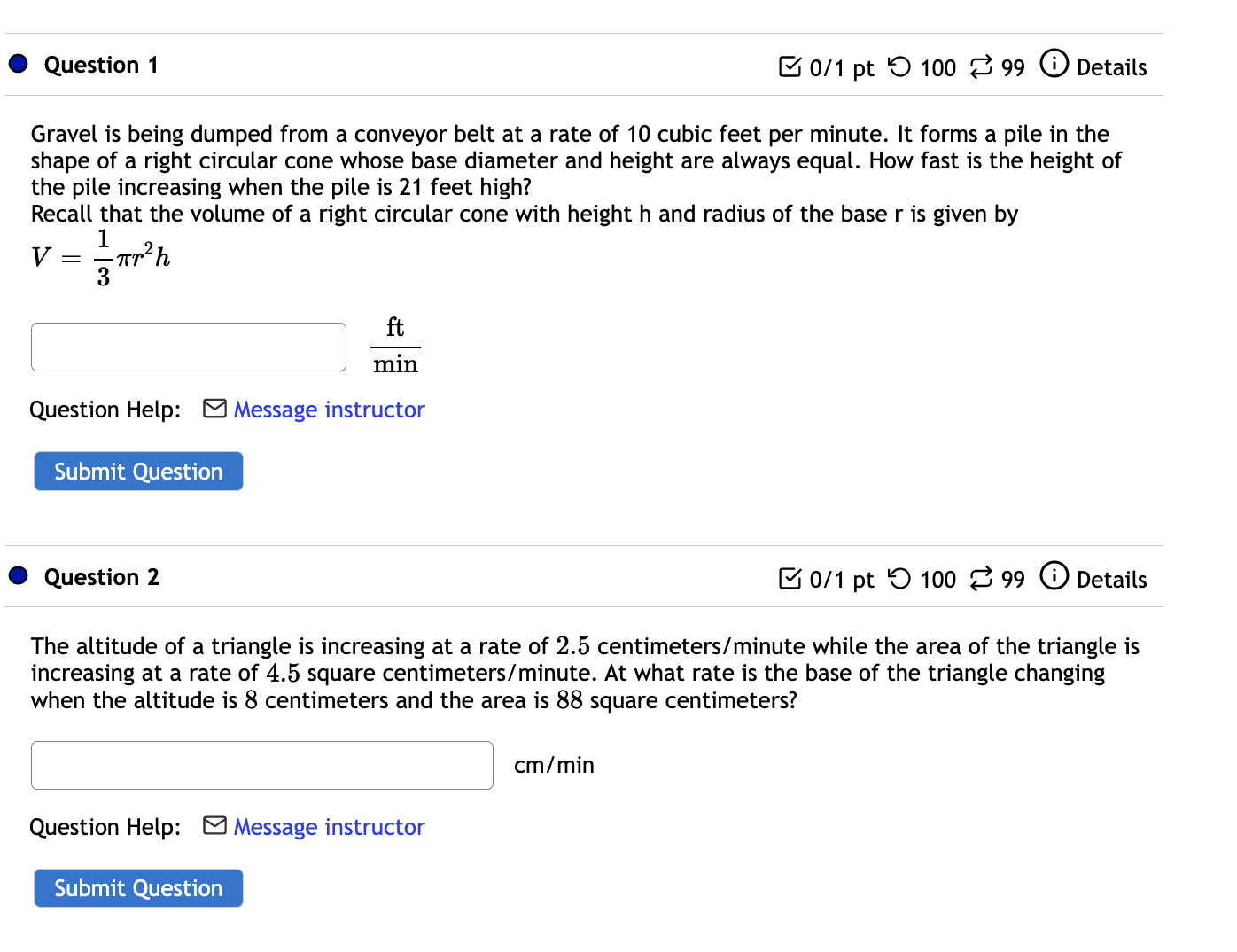 always equal. How fast is the height of the pile increasing when