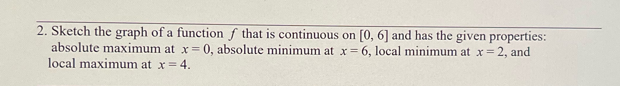 please help solve 2. Sketch the graph of a function f that