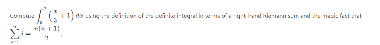 dx using the definition of the definite integral in terms of a