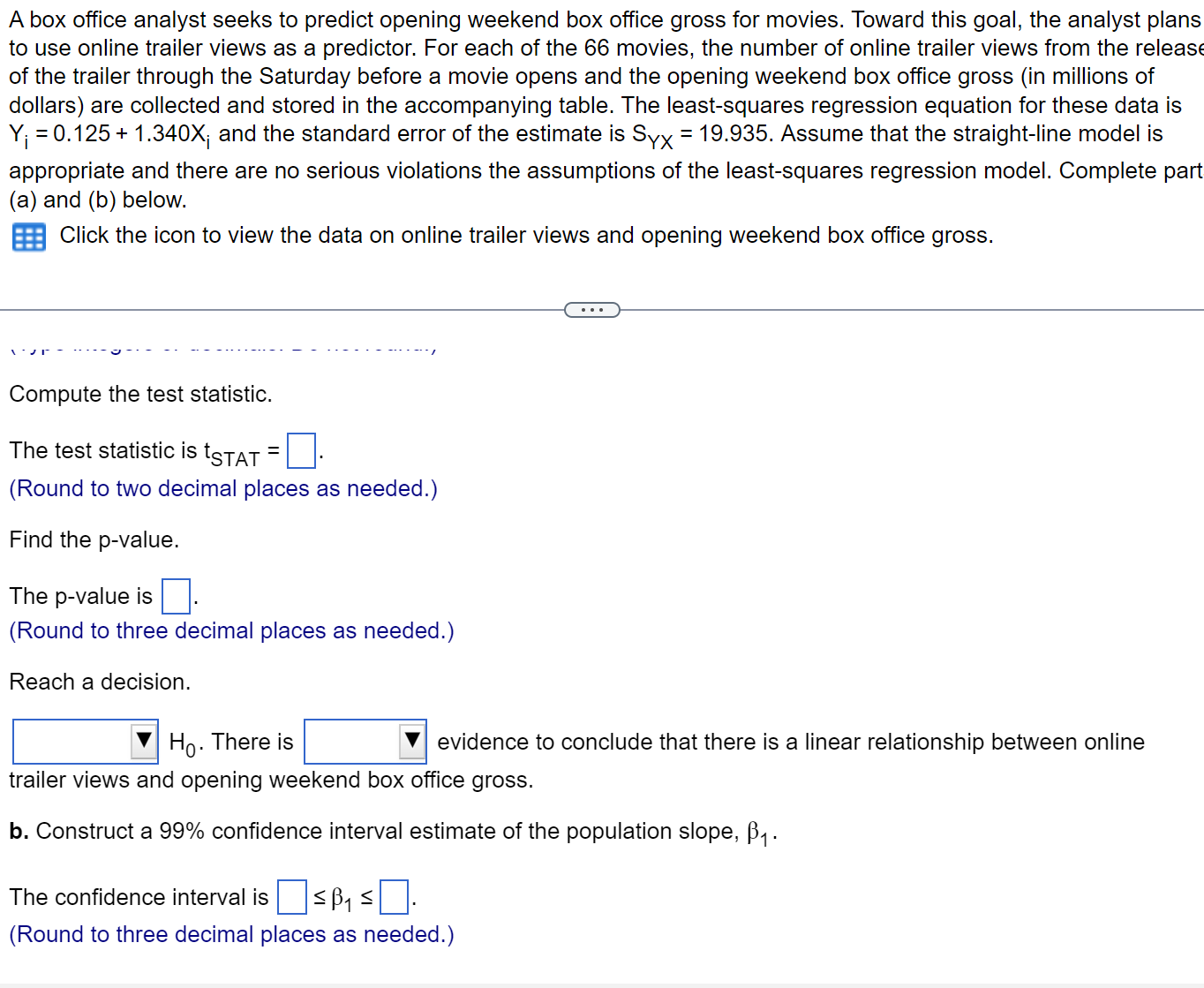 gross for movies. Toward this goal, the analyst plans to use online