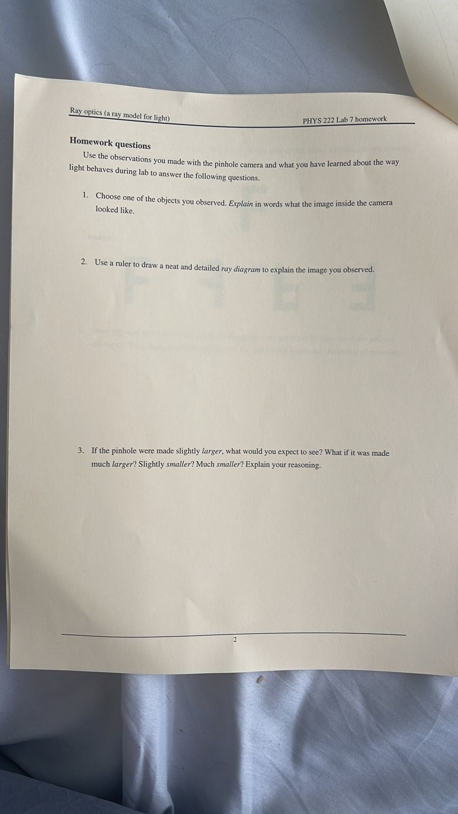 to answer the following questions. 1. Choose one of the objects you