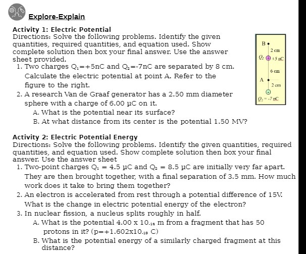 the given quantities, required quantities, and equation used. Show B . complete