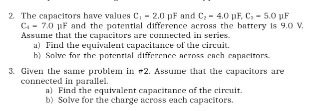 a. u -1. 2. The capacitors have values [3. = 2.0