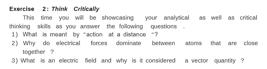  Exercise 2: Think Critically This time you will be showcasing your