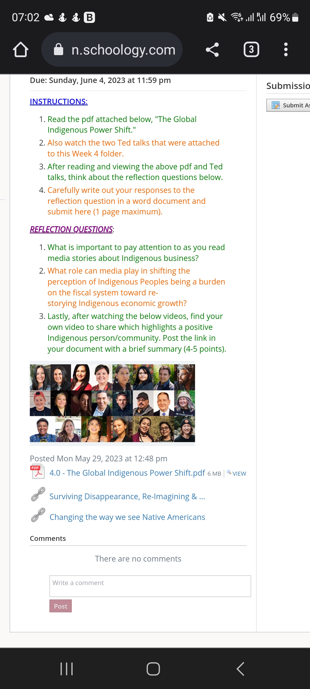 Read the pdf attached below, "The Global Indigenous Power Shift." 2. Also