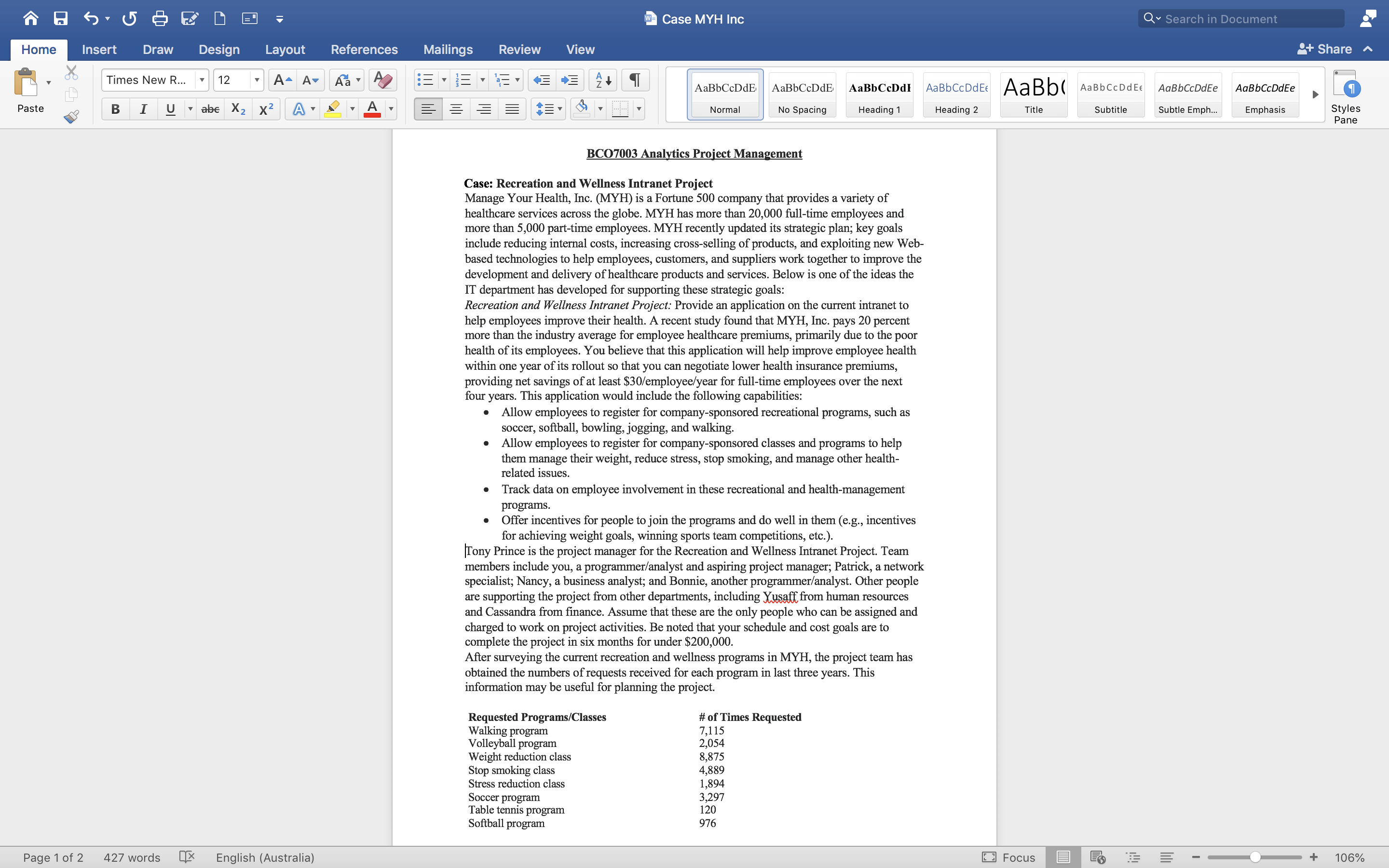 Insert Draw Design Layout References Mailings Review View + Share A i.