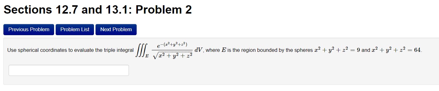  Sections 12.7 and 13.1: Problem 2 Previous Problem Problem List Next