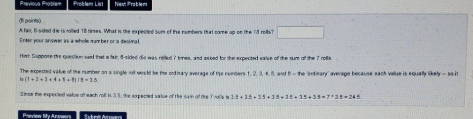 explain pls Previous Problem Problem List Next Problem (6 points) A fair,
