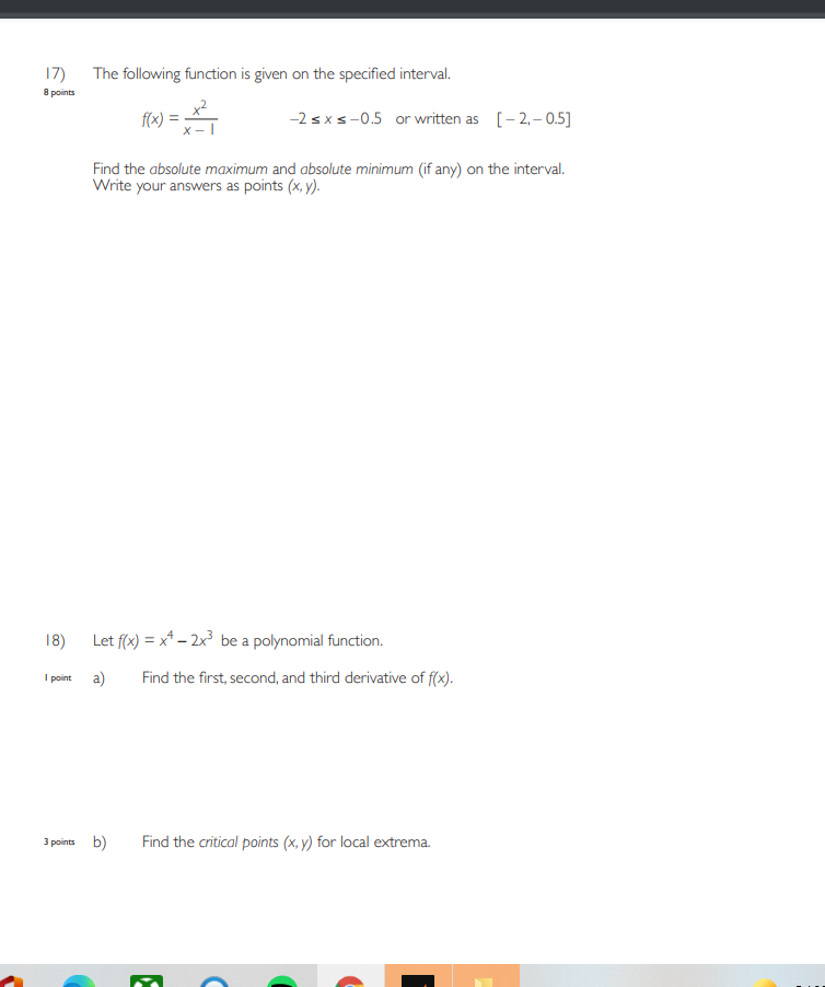 or written as [- 2,-0.5] Find the absolute maximum and absolute minimum