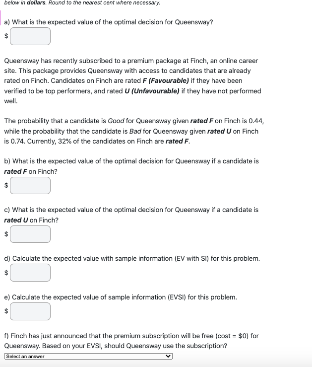 is the expected value of the optimal decision without sample information? $