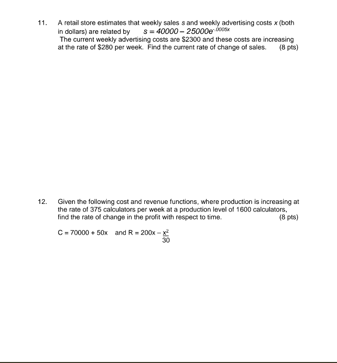 not simplify. a. y = In x + In 2 (2 pts)